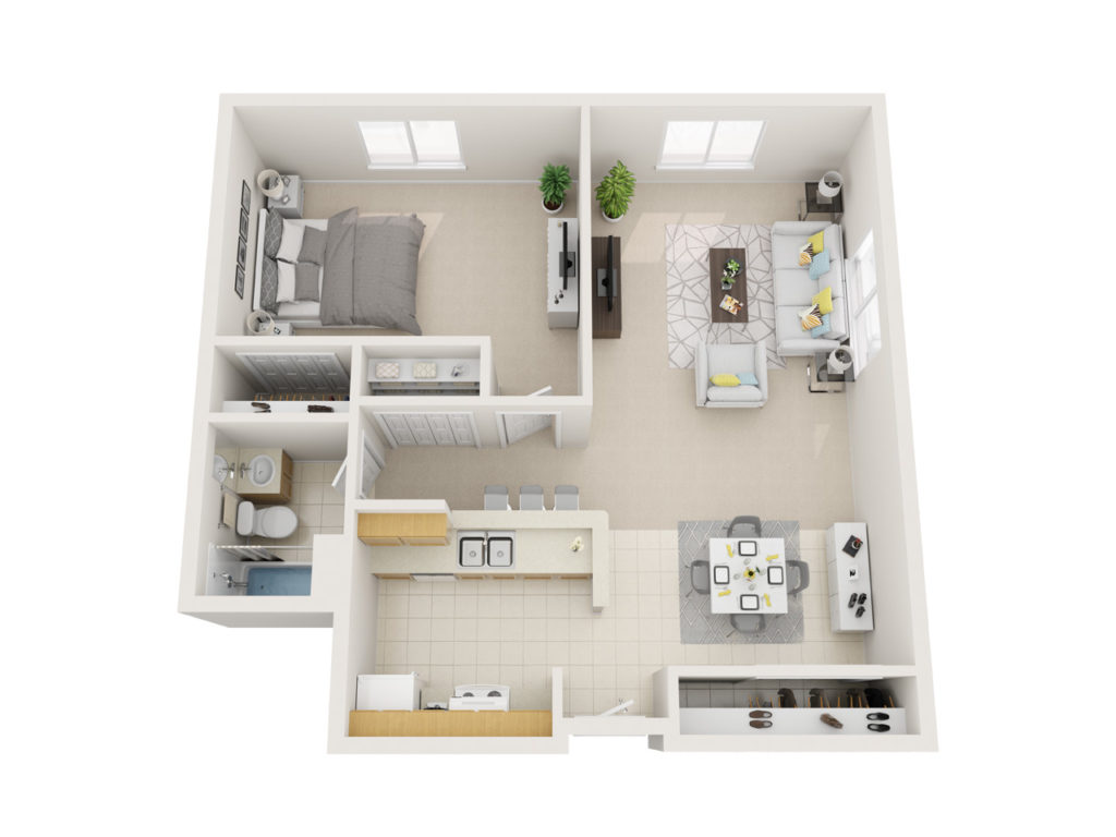 One bedroom classic floor plan