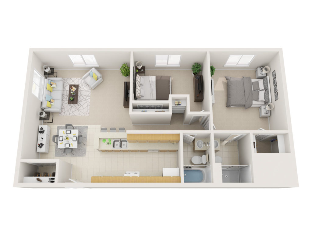 Two bedroom classic floor plan